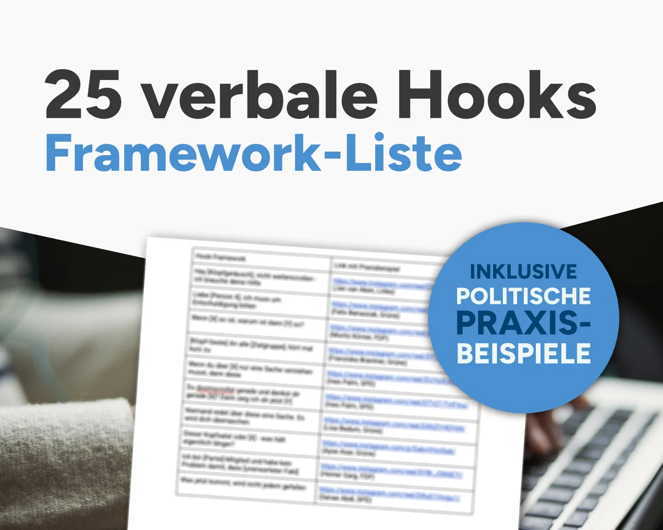 Titelbild der Liste mit 25 verbalen Hooks aus der politischen Praxis